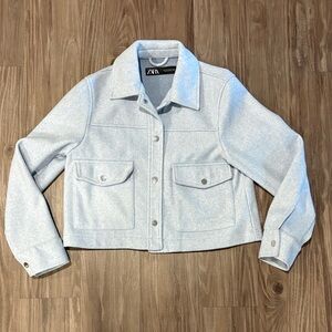 Zara Ice Blue Felt Jacket